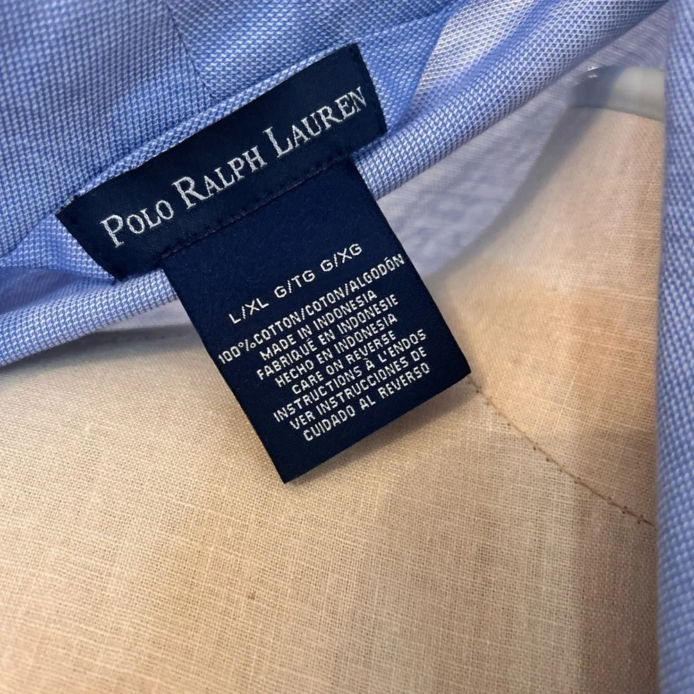 Polo Ralph Lauren Light Blue chambray white piped robe men’s cotton